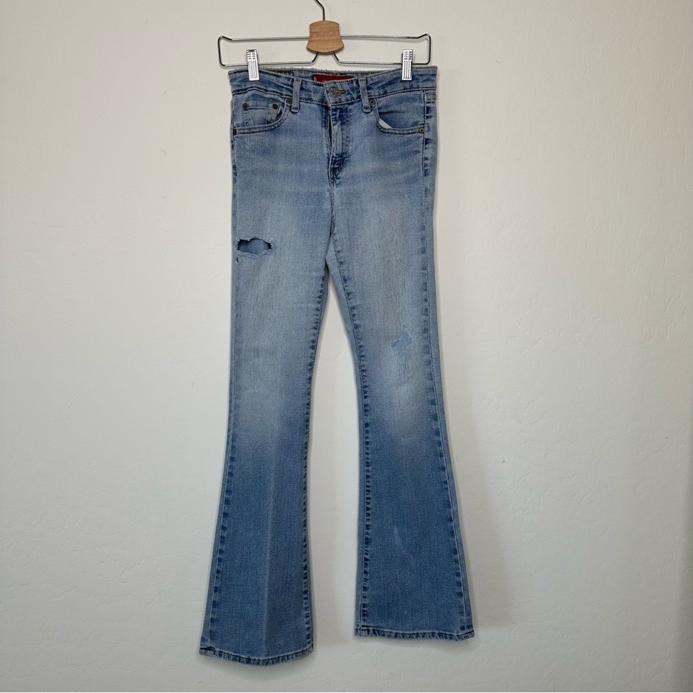 Levi’s 501 Low Rise Flare Destroyed Denim Jeans Grunge Punk Size 5 Juniors